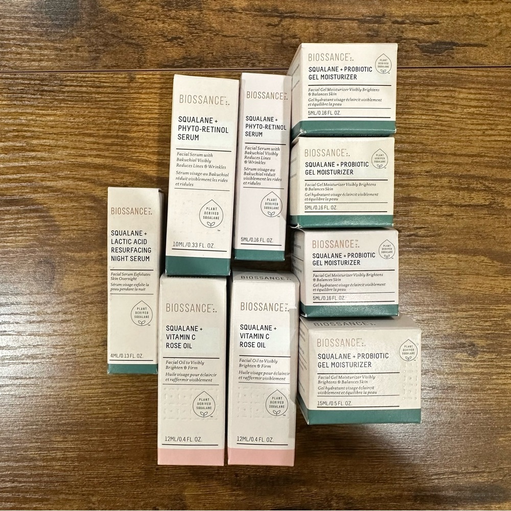 NEW Biossance Mini/Travel Sized Bundle | Moisturizers, Serums, Oils (9 items)